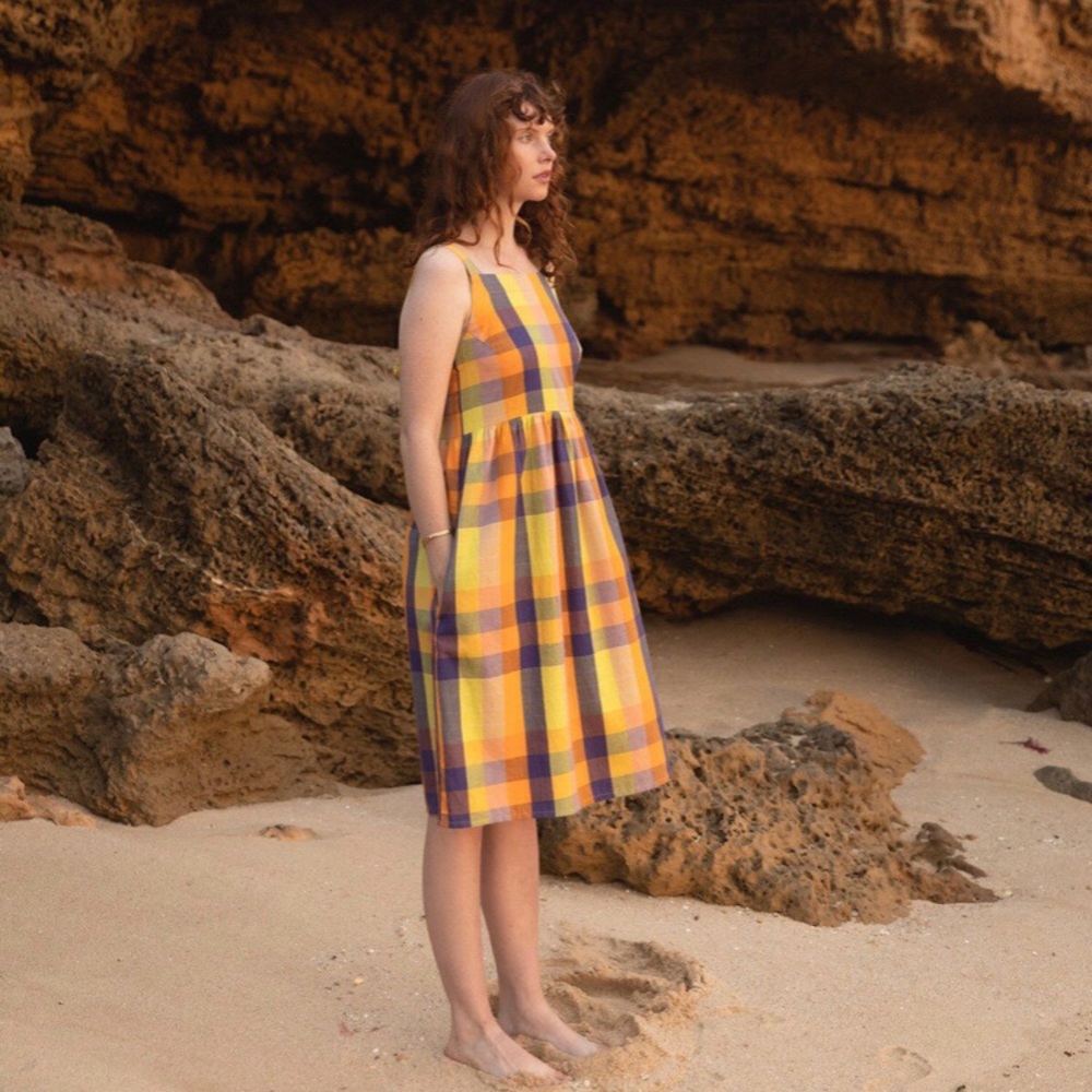 Nancybird plaid cotton dress large